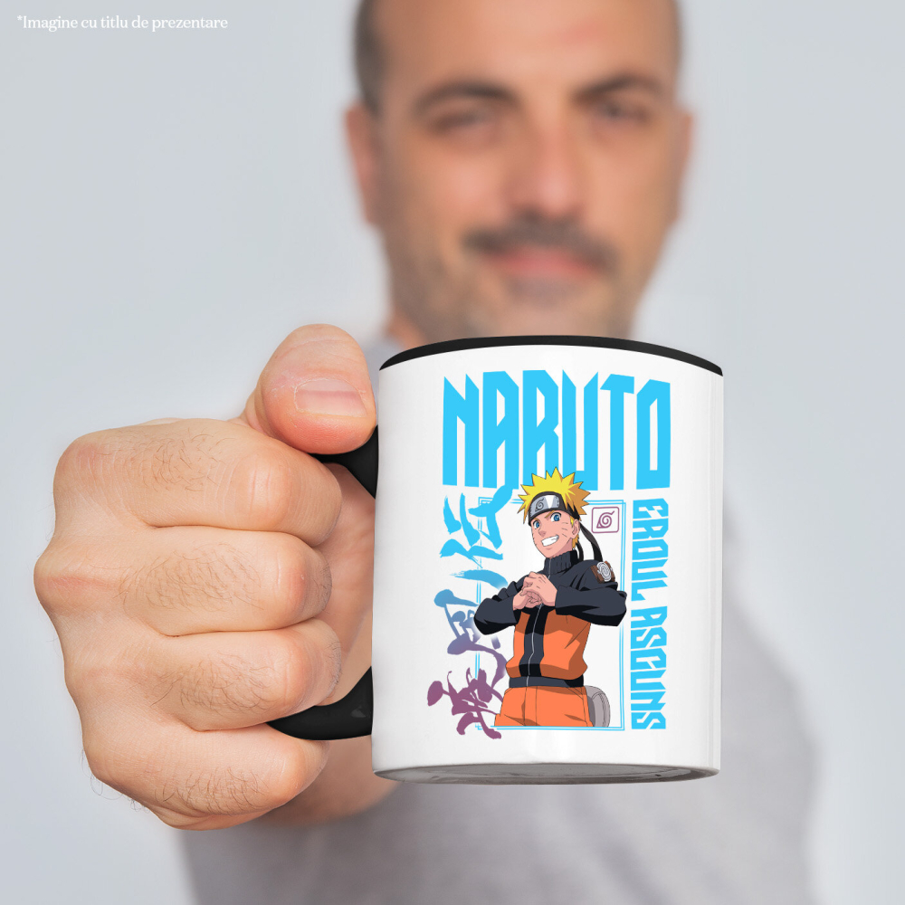 Cana Cu Naruto - calatoria unui baiat cu un vis mare și o putere imensa Ceramica, 330ML, cu Maner Negru [2]