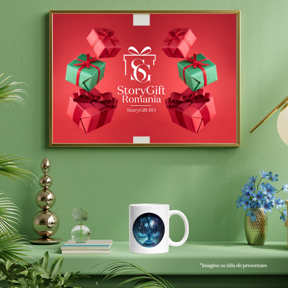 Cana cu o balanta | ilustratie | zodie | nori | cerc | astral | cer | pace | armonie | 330ml | Ceramic cu Maner Alb [4]