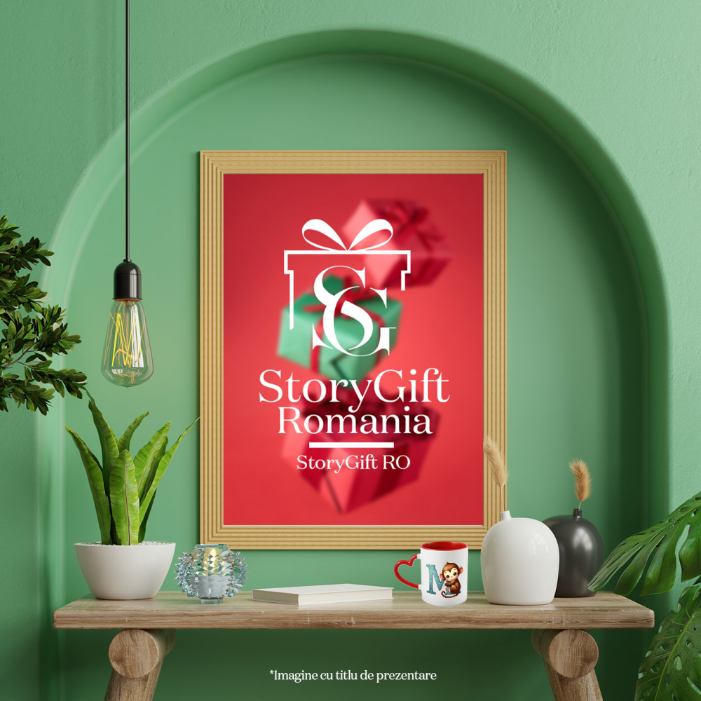 Cana cu o maimuta cu litera "M", ilustratie, pentru copii, scoala, elev, abecedar, alfabet cu Maner Inima Rosie [4]