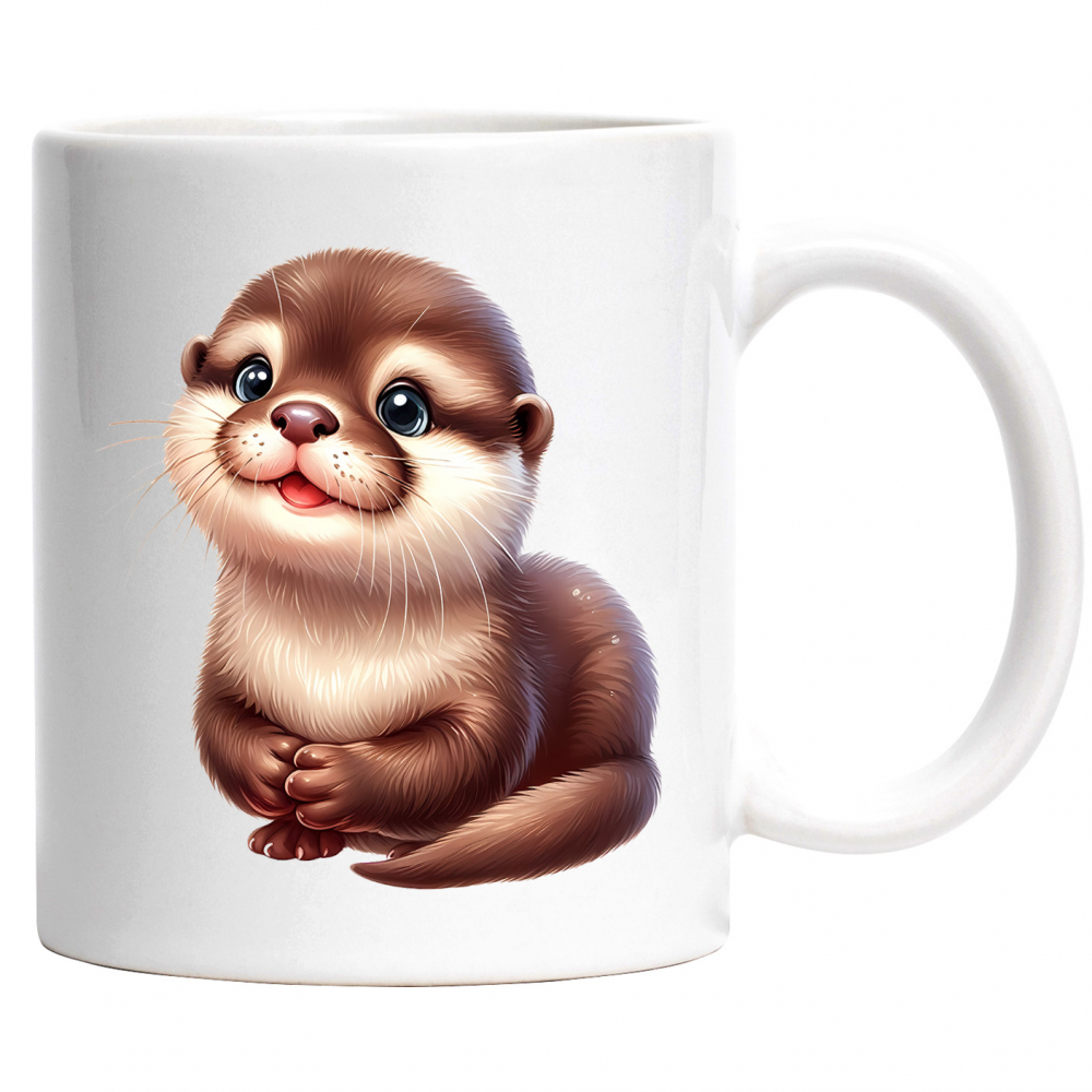 Cana cu o vidra vesela | ilustratie | jucausa | fericire | animalut | natura | libertate | 330ml | Ceramic cu Maner Alb [1]