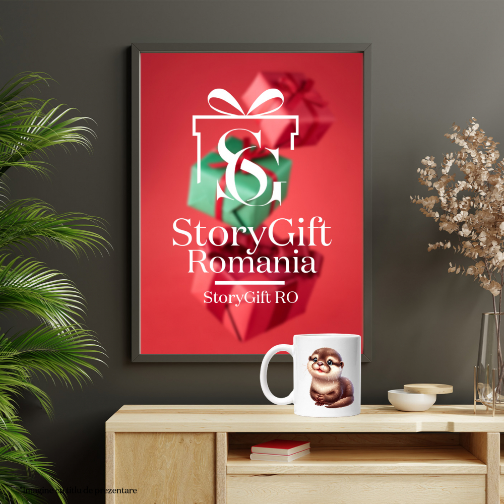 Cana cu o vidra vesela | ilustratie | jucausa | fericire | animalut | natura | libertate | 330ml | Ceramic cu Maner Alb [4]