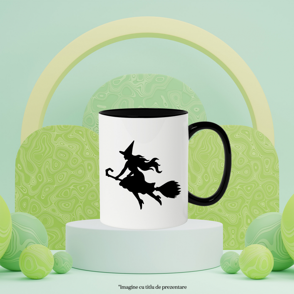 Cana cu o vrajitoare care zboara pe matura cu Maner Negru [3]