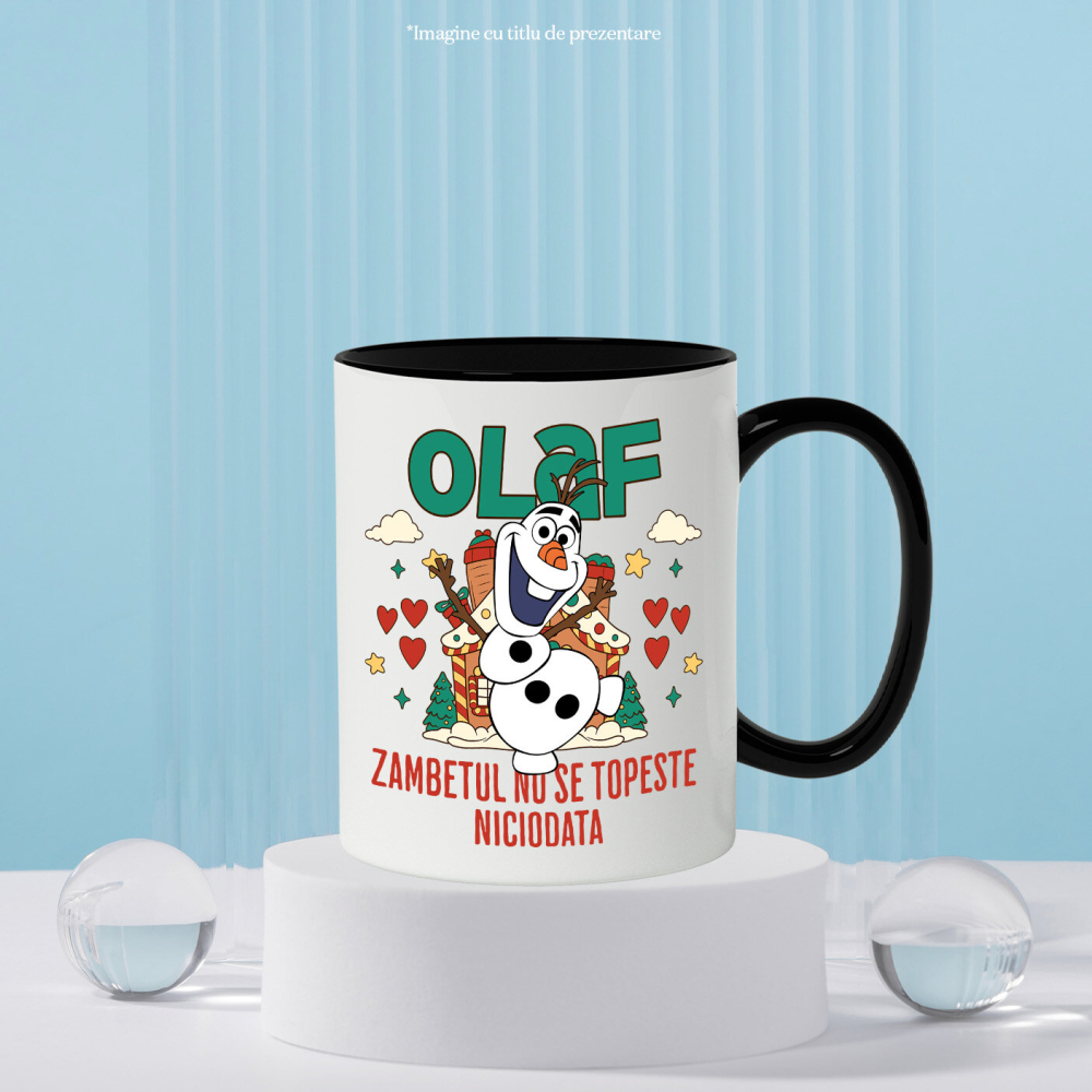 Cana Cu Olaf - Prietenul care face iarna mai frumoasa Ceramica, 330ML, cu Maner Negru [3]