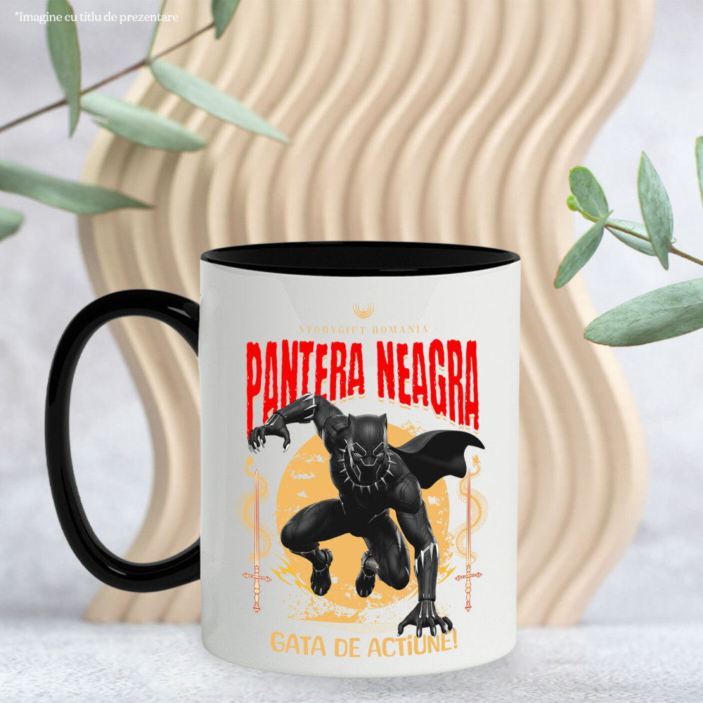 Cana Cu Pantera Neagră - Aventuri Regale în Lumea Disney Ceramica, 330ML, cu Maner Negru [3]