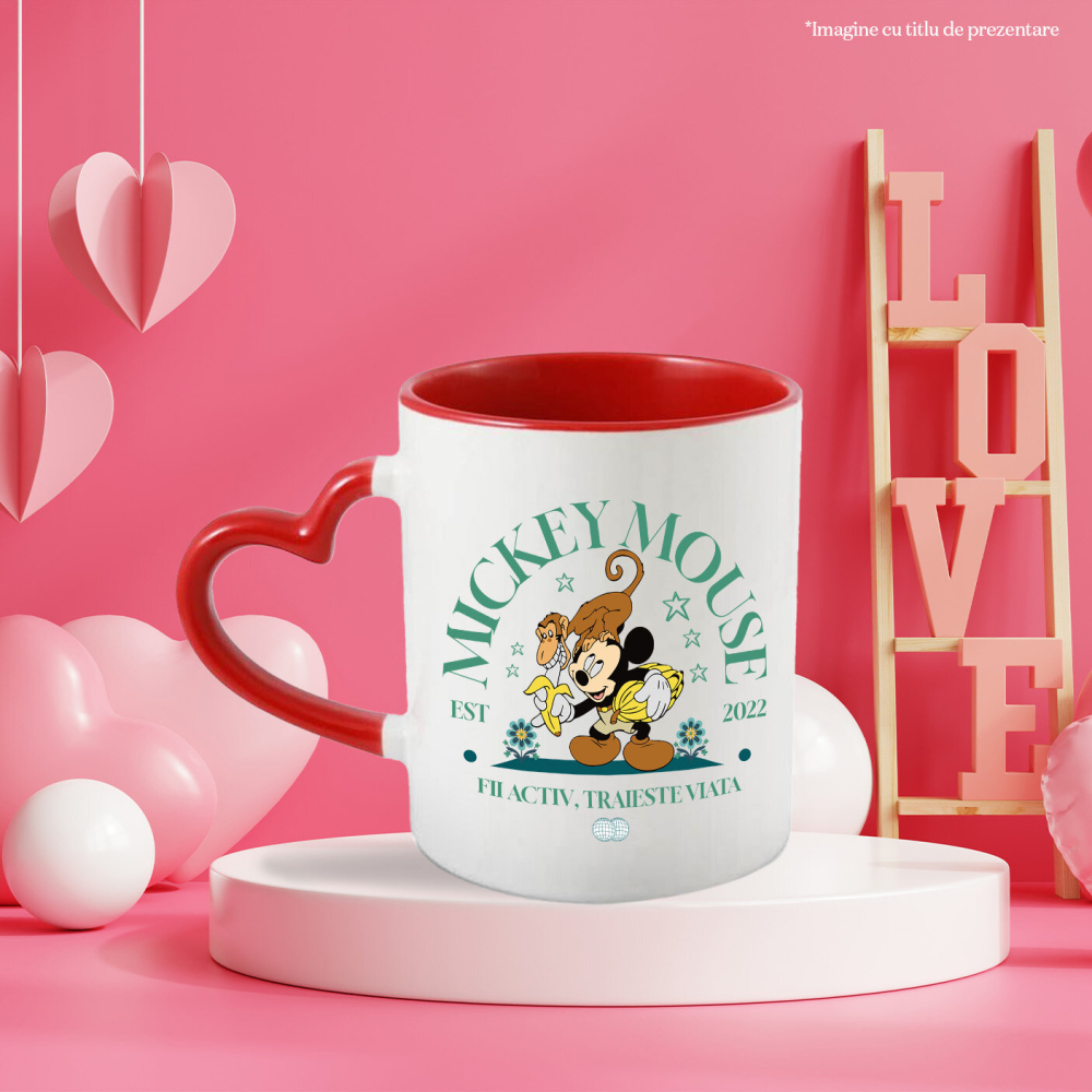 Cana Cu Pauza de Fructe cu Mickey si Maimuta, Ceramica, 330ML [4]