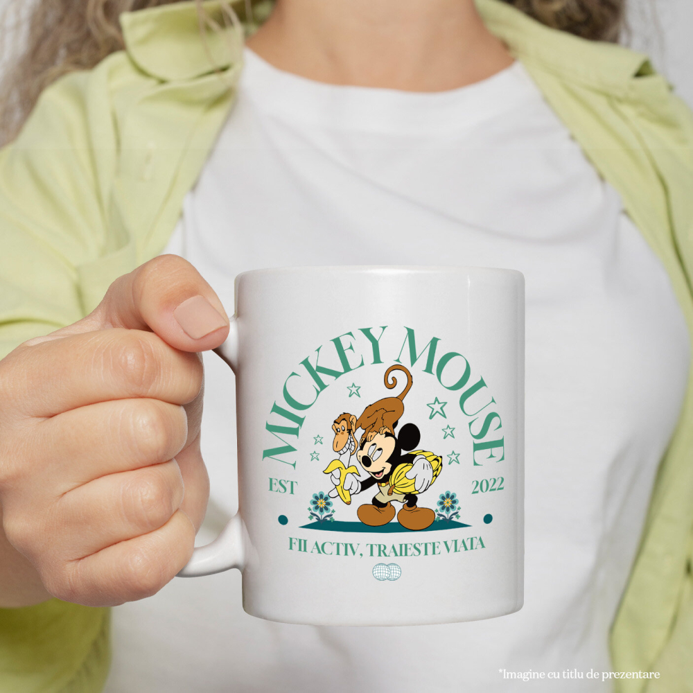 Cana Cu Pauza de Fructe cu Mickey si Maimuta, Ceramica, 330ML [3]