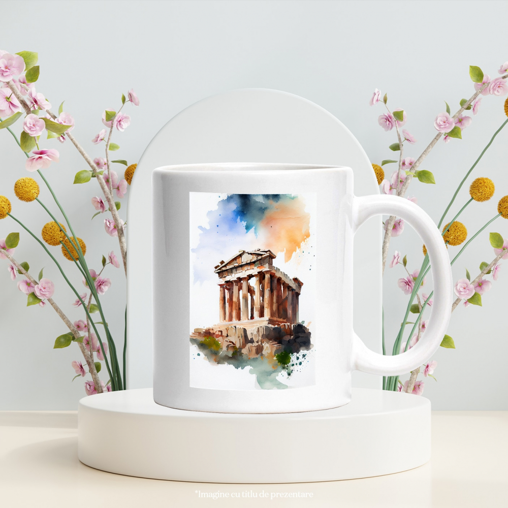 Cana Cu Peisaj Istoric, Atractii Turistice, Italia, Roma, Vacanta, Multicolor 330 ml,   cu maner Alb [3]