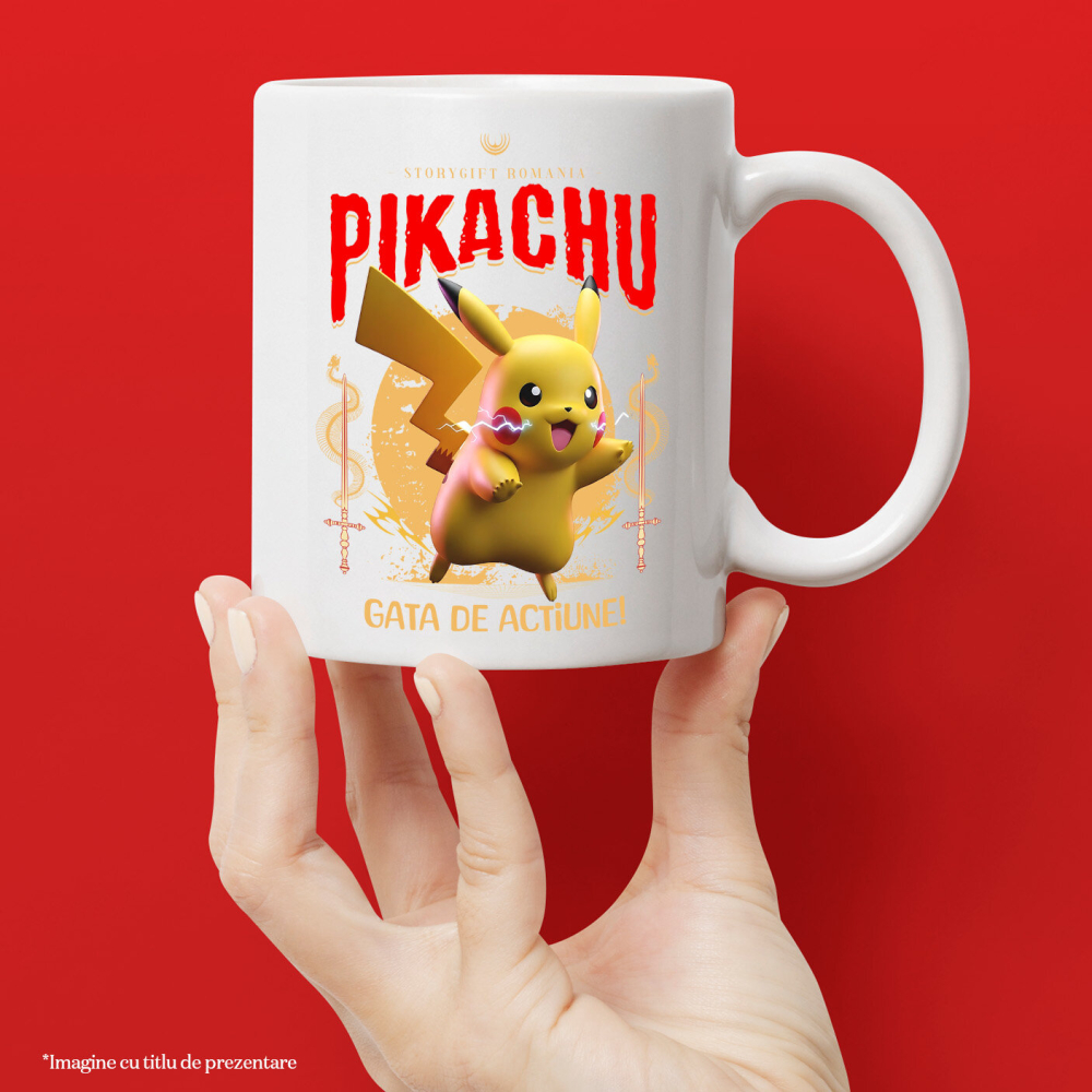 Cana Cu Pikachu - Aventuri Electrizante în Lumea Disney Ceramica, 330ML, cu Maner Alb [2]