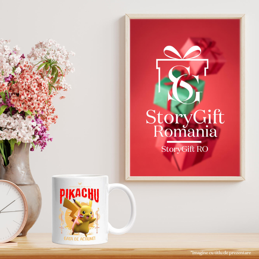 Cana Cu Pikachu - Aventuri Electrizante în Lumea Disney Ceramica, 330ML, cu Maner Alb [4]