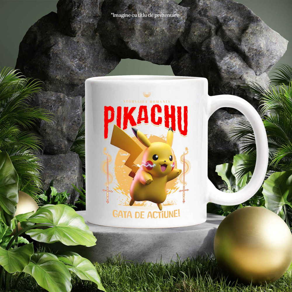 Cana Cu Pikachu - Aventuri Electrizante în Lumea Disney Ceramica, 330ML, cu Maner Alb [3]