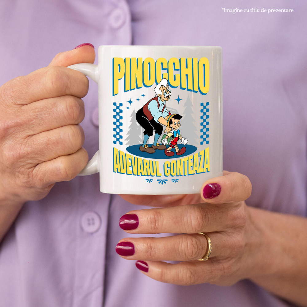 Cana Cu Pinocchio - Batrânul care il îndeamnă să învețe, Ceramica, 330ML [2]