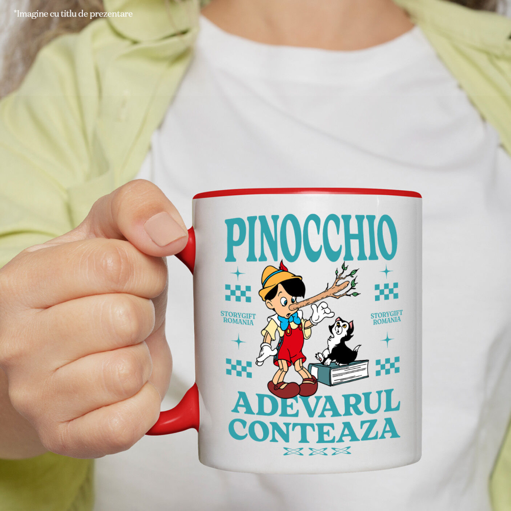 Cana Cu Pinocchio si pisica - Un baiat de lemn si o pisica la fel de isteata, Ceramica, 330ML [2]
