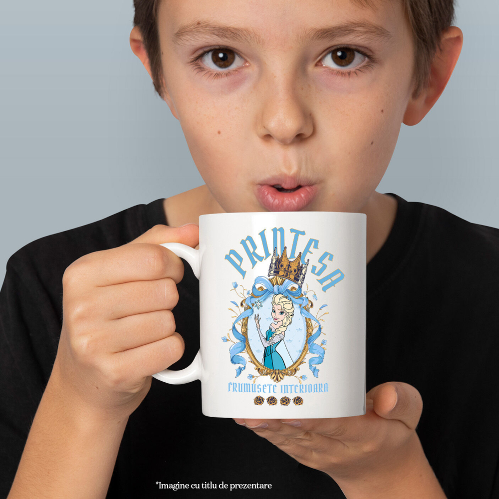 Cana Cu Printesa - Capturand Timpul si Reflexia Ceramica, 330ML, cu Maner Alb [2]