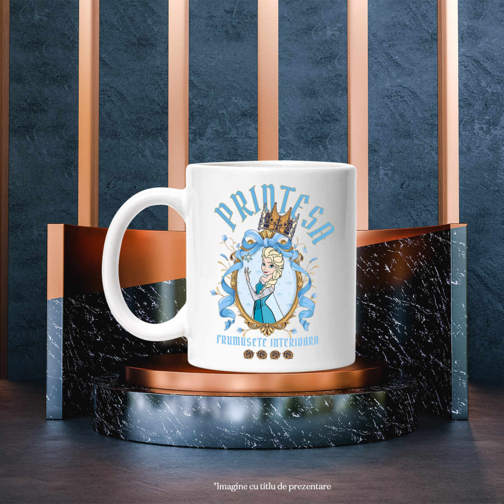 Cana Cu Printesa - Capturand Timpul si Reflexia Ceramica, 330ML, cu Maner Alb [3]