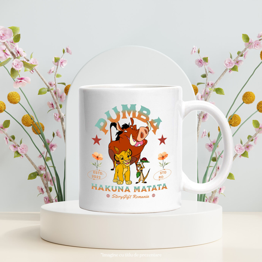 Cana Cu Pumba si Prietenii – Ziua Magica printre Flori Ceramica, 330ML, cu Maner Alb [3]