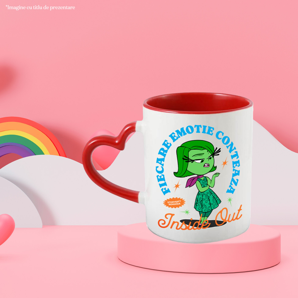 Cana Cu Puterea dezgustului Ceramica, 330ML, cu Maner Inima Rosie [3]