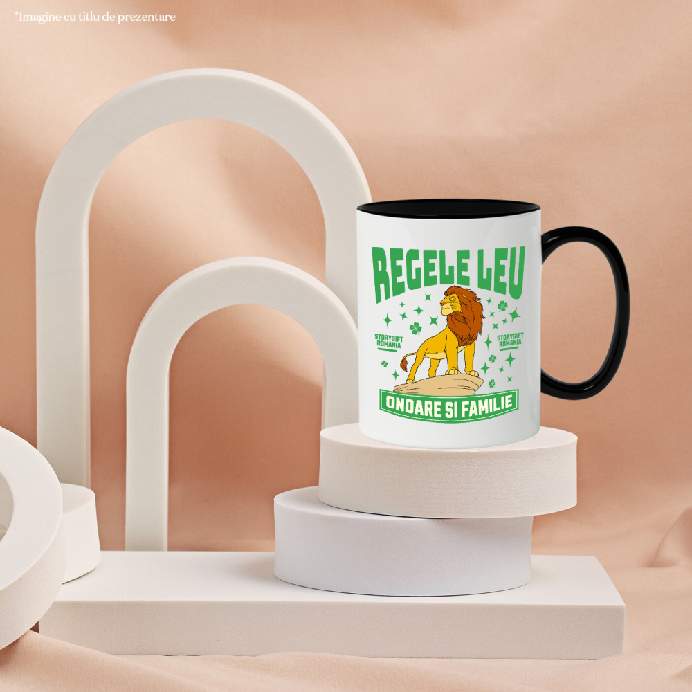 Cana Cu Regele Leu – Regatul Aventura Ceramica, 330ML, cu Maner Negru [3]