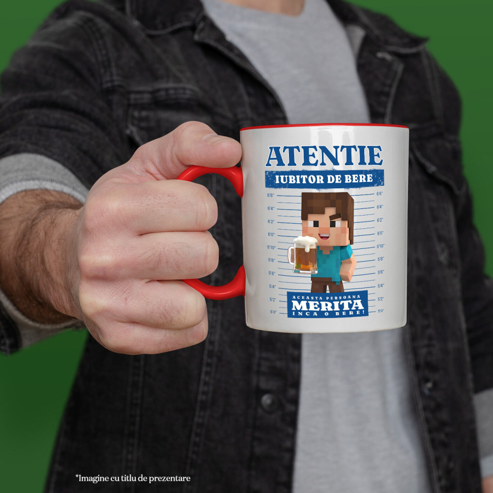 Cana Cu Setul Minecraft cu Cadou si Bere, Ceramica, 330ML [3]