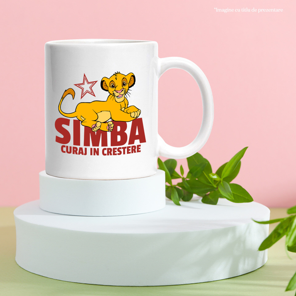 Cana Cu Simba - Aventurierul Curajos Ceramica, 330ML, cu Maner Alb [3]