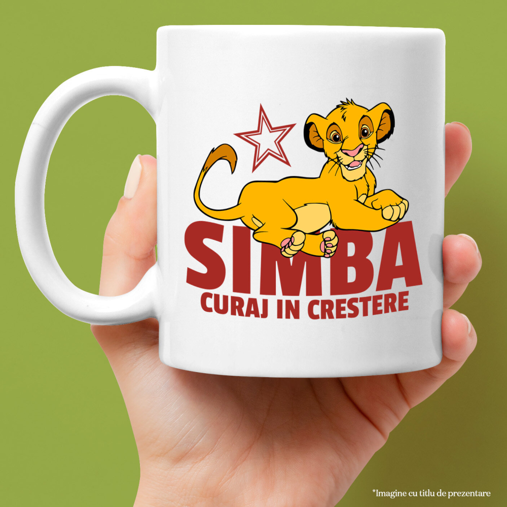 Cana Cu Simba - Aventurierul Curajos Ceramica, 330ML, cu Maner Alb [2]