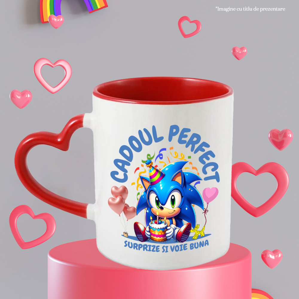 Cana Cu Sonic – Bucurie, Tort si Cadou Special, Ceramica, 330ML [4]