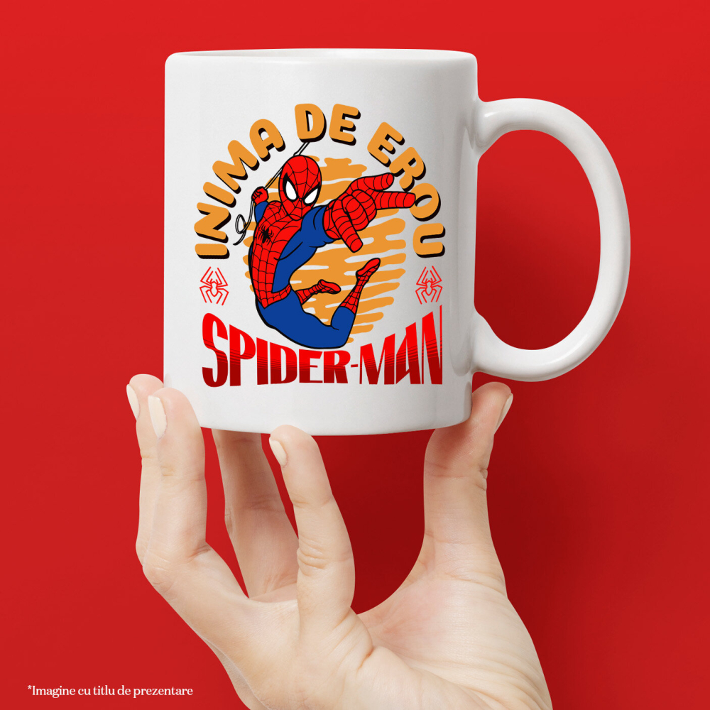 Cana Cu Spidere-Man - Calatoria Eroului cu Puteri de Paianjen Ceramica, 330ML, cu Maner Alb [2]