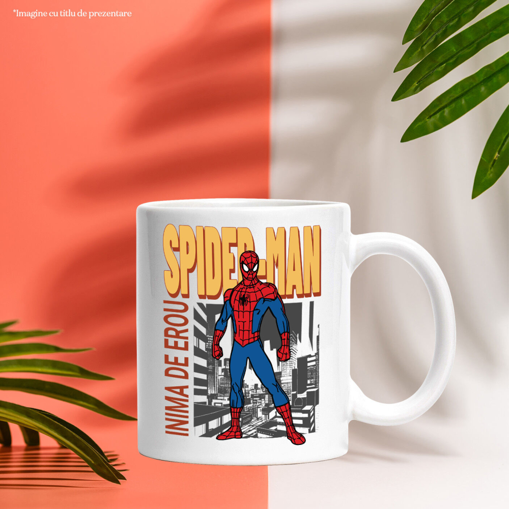 Cana Cu Spidere-Man - Protectorul Orasului Intr-o Lume Periculoasa Ceramica, 330ML, cu Maner Alb [3]