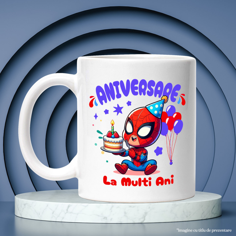 Cana Cu Spiderman Aniversare – Surprize Plase de Funie, Ceramica, 330ML [4]
