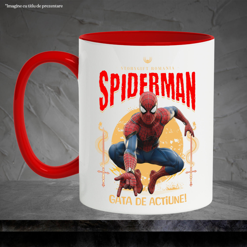 Cana Cu Spiderman Disney – Lupta pentru Dreptate Ceramica, 330ML, cu Maner Rosu [3]