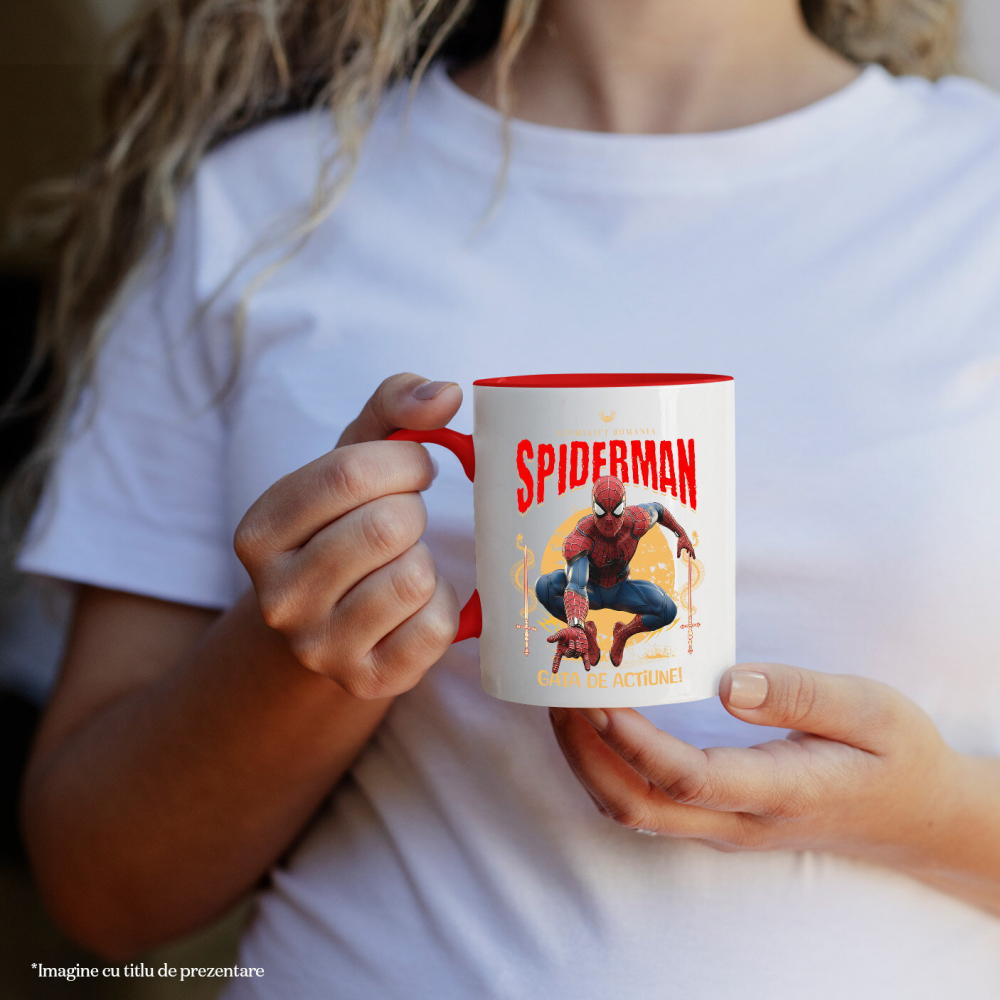 Cana Cu Spiderman Disney – Lupta pentru Dreptate Ceramica, 330ML, cu Maner Rosu [2]