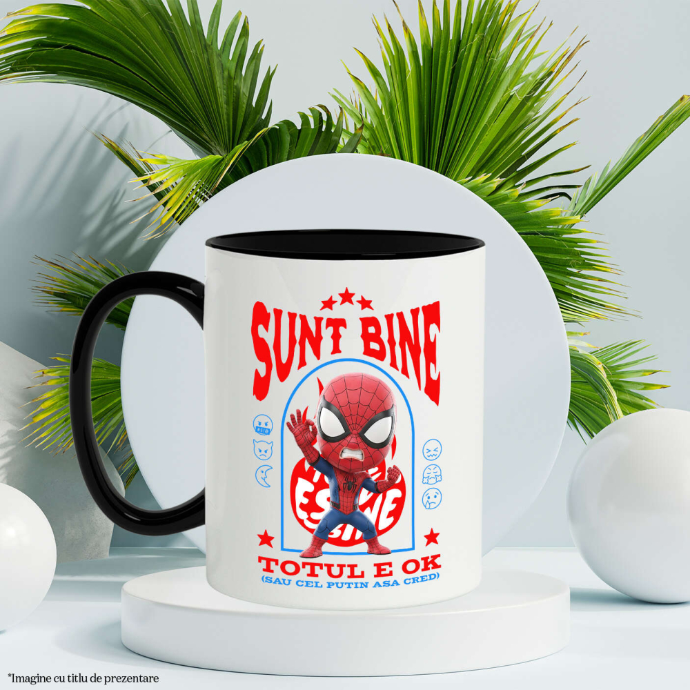 Cana Cu Spiderman, Ok, Sarcastic, Nervos, Iritat, Ceramica, 330ML [4]
