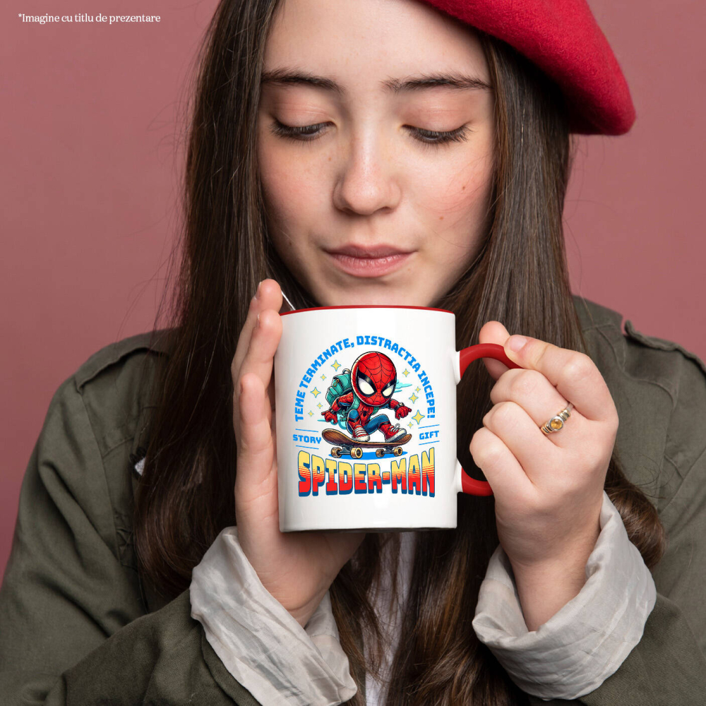 Cana Cu Spiderman Skateboard: Actioneaza Rapid, Distractie Pe Măsură, Ceramica, 330ML [2]