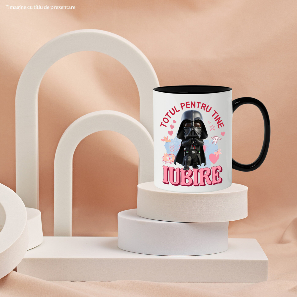 Cana Cu Starwars , Iubire, Dragoste, Afectiune, Inima Ceramica, 330ML, cu Maner Negru [3]