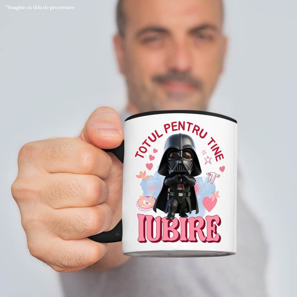 Cana Cu Starwars , Iubire, Dragoste, Afectiune, Inima Ceramica, 330ML, cu Maner Negru [2]