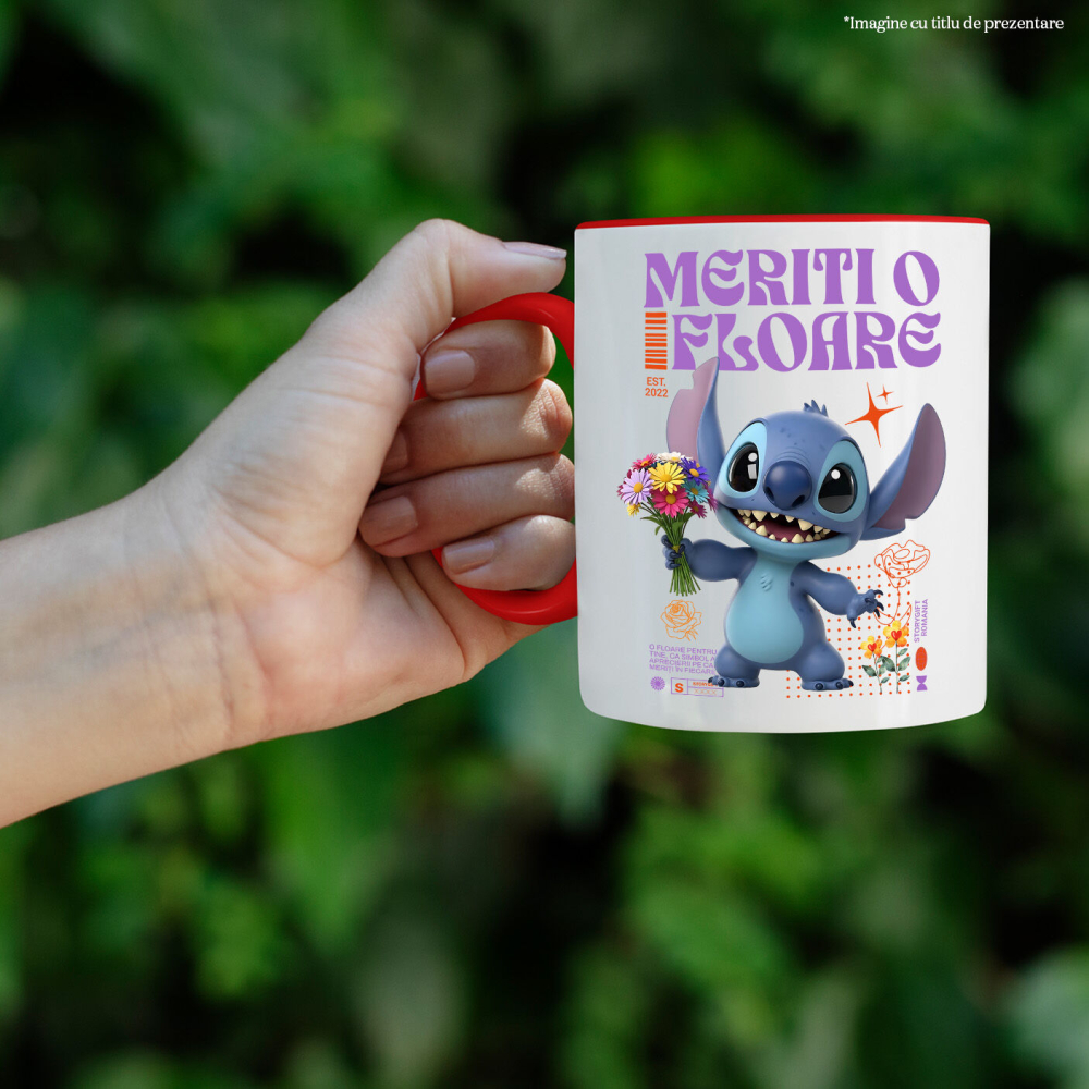 Cana Cu Stitch - Flori Speciale din Lumea Disney, Ceramica, 330ML [2]