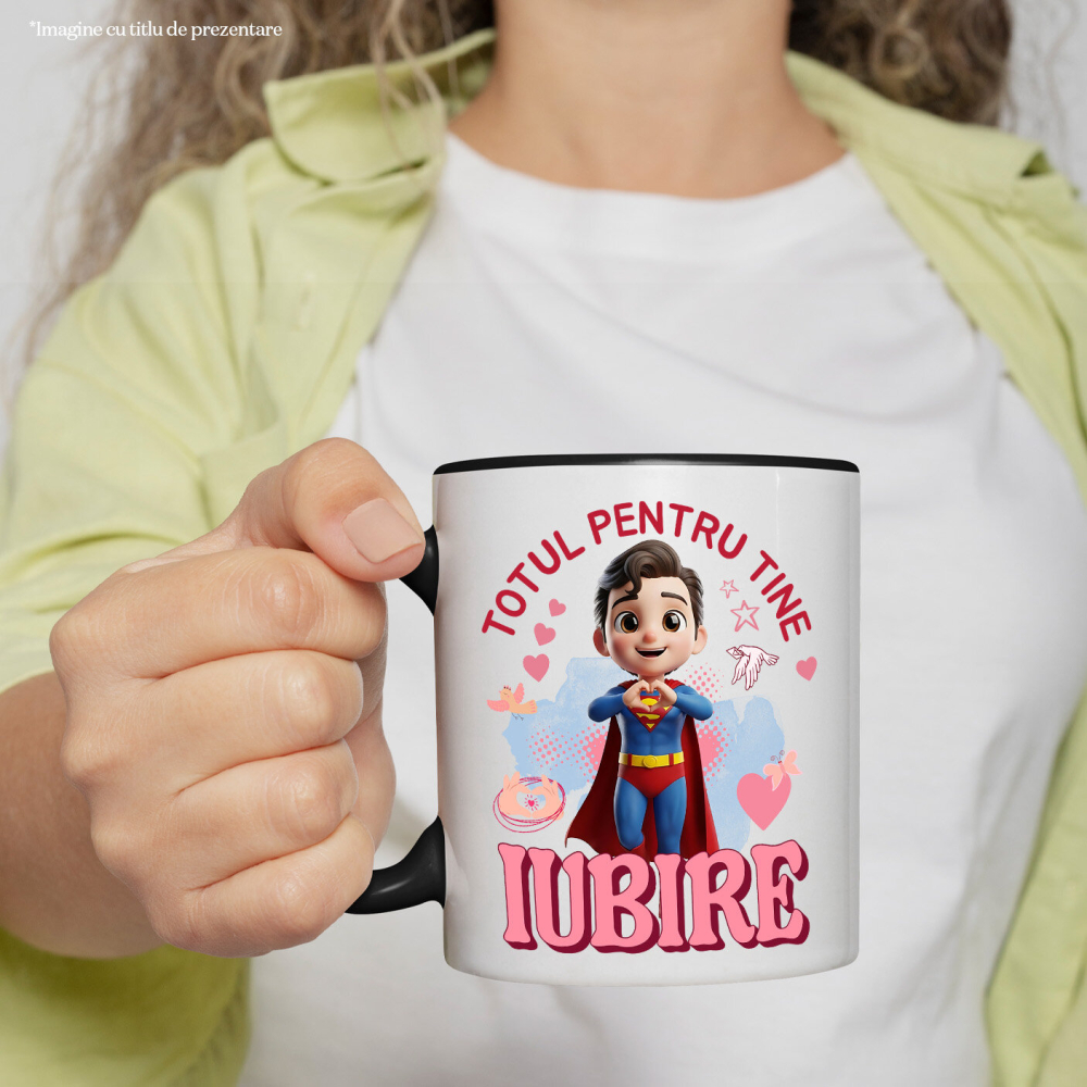 Cana Cu Superman , Iubire, Dragoste, Afectiune, Inima, Ceramica, 330ML [2]