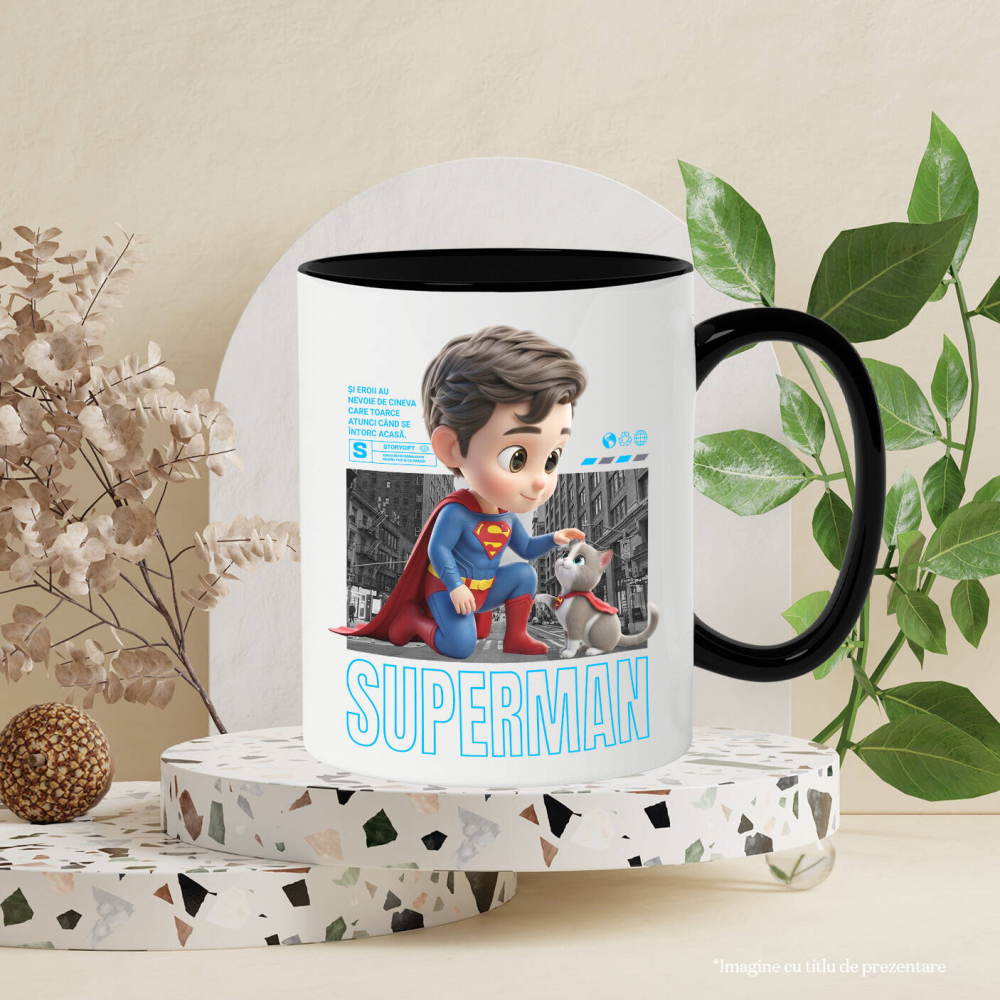 Cana Cu Superman si Pisicuta – Prieteni in Actiune, Ceramica, 330ML [4]