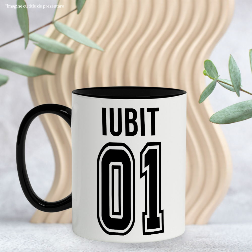 Cana Cu Textul iubit, si Numarul 01, Cel Mai Bun, Apreciere, Personalizat, 330ml, Ceramica cu Maner Negru [3]