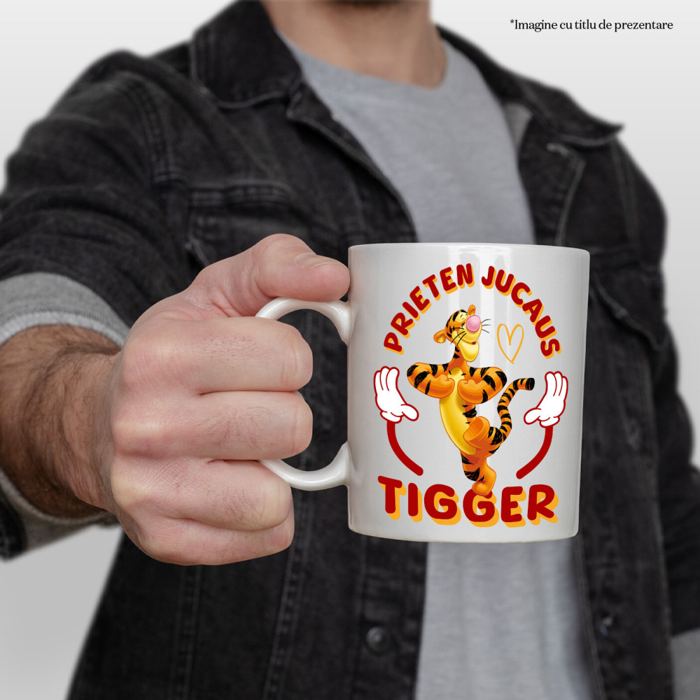 Cana Cu Tigger în Vacanta la Palmieri Ceramica, 330ML, cu Maner Alb [2]