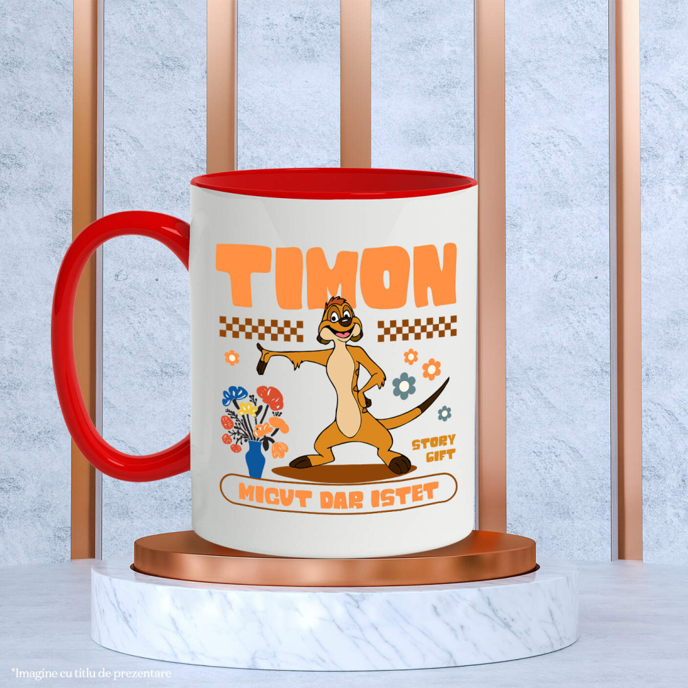 Cana Cu Tigger si Prietenii Palmierilor Ceramica, 330ML, cu Maner Rosu [3]