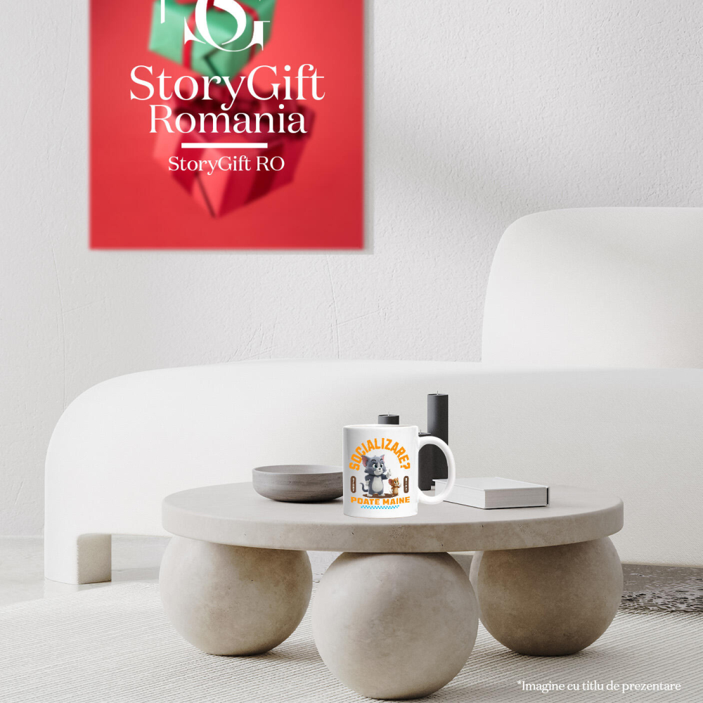 Cana Cu Tom si Jerry: Aventuri Pe Skateboard , Degetul Mijlociu, Socializare? Poate maine, Anti-social Ceramica, 330ML, cu Maner Alb [4]