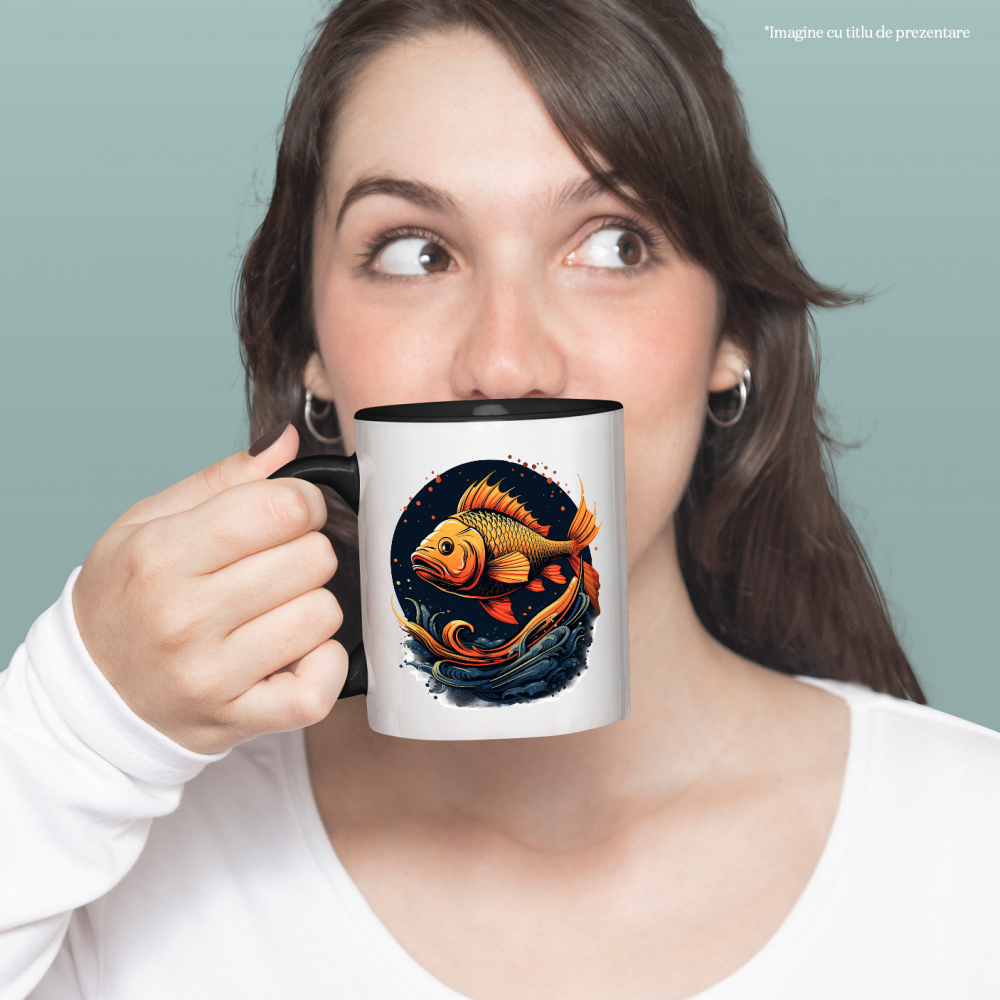 Cana cu un peste, ilustratie, cerc, apa, mare, pestisorul auriu cu Maner Negru [2]