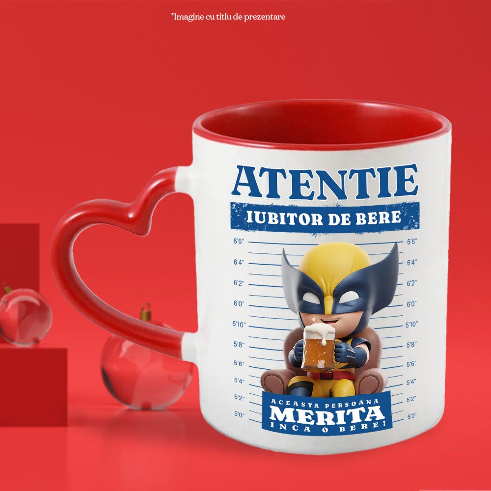 Cana Cu Wolverine: Cadou si Bere - Puterea Pachetului, Ceramica, 330ML [2]