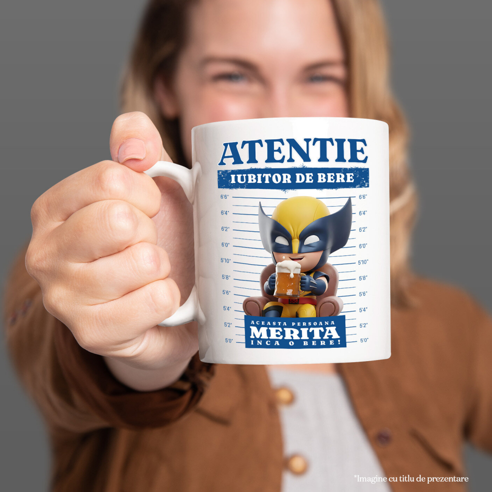 Cana Cu Wolverine: Cadou si Bere - Puterea Pachetului, Ceramica, 330ML [3]