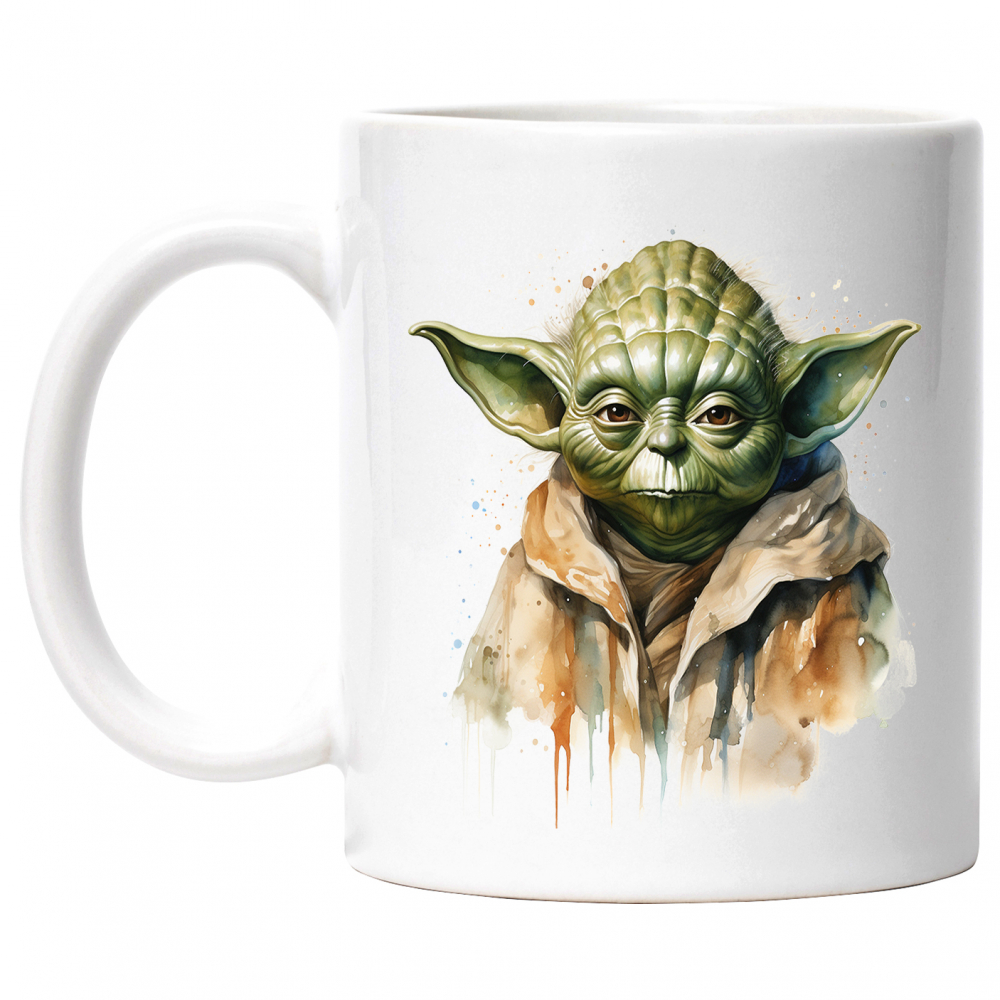 Cana Cu Yoda, Personaj, Picaturi, Star Wars, Sci Fi, Extraterestru, Multicolor 330 ml, Ceramica cu Maner Alb [1]