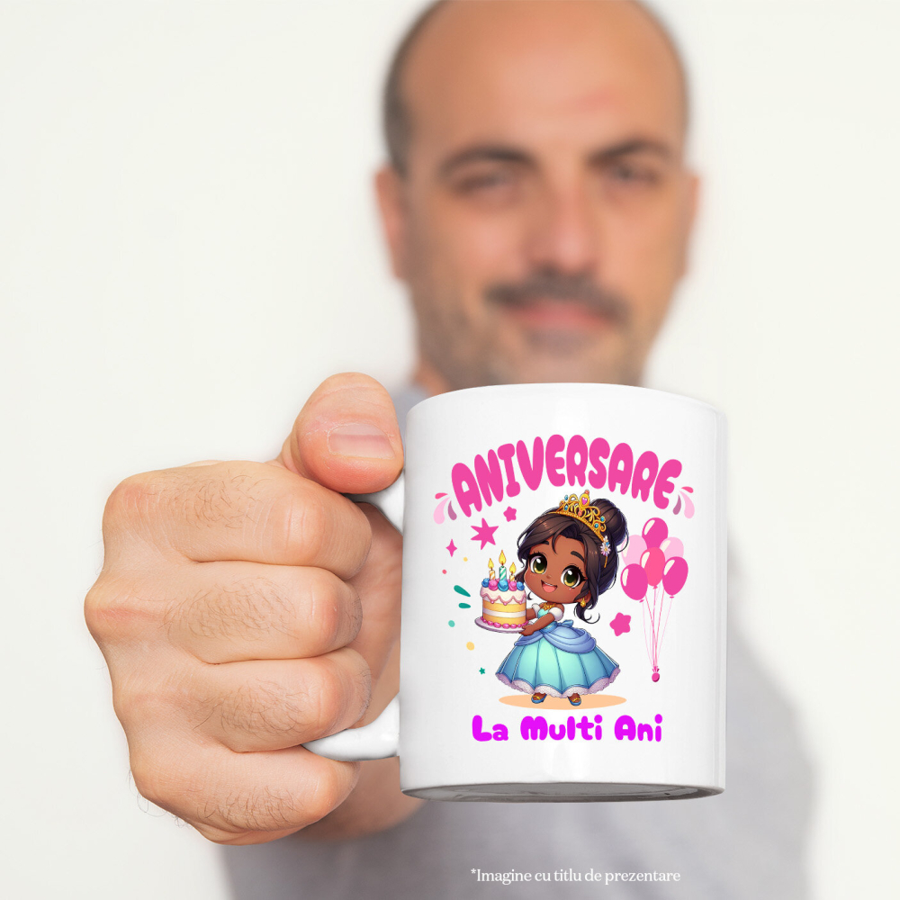 Cana Cu Zi de Nastere Regală cu Cadouri Tiana Ceramica, 330ML, cu Maner Alb [2]