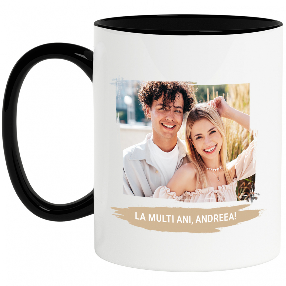 Cana Imagine Personalizata cadru dreptunghi Valentine's Day, Cadou Special cu Maner si Interior Negru [1]