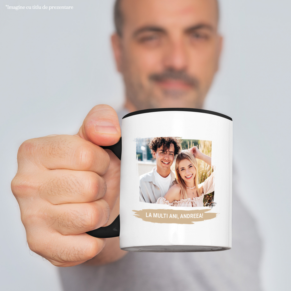 Cana Imagine Personalizata cadru dreptunghi Valentine's Day, Cadou Special cu Maner si Interior Negru [2]