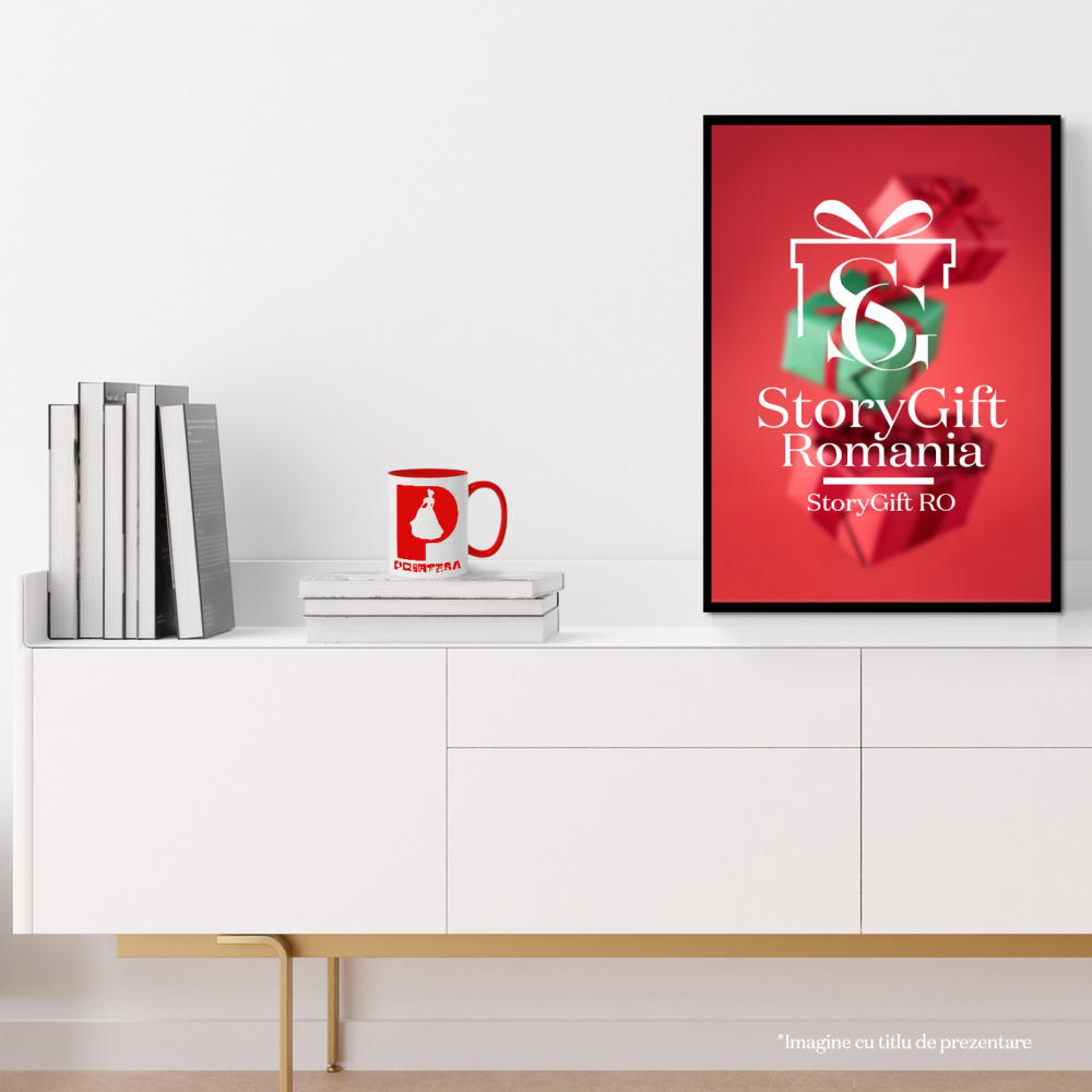 Cana Iubitorii De Basme magice, Printesa, Unicorn, Text Nume Personalizat, copii, Culoare Rosu, Cu Litera, 330ML, Ceramica, Cu Maner si Interior Rosu [4]