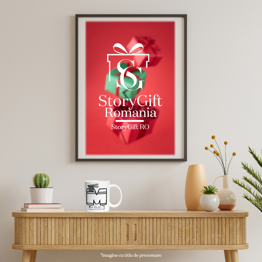 Cana Iubitorii De Fast Food, Noodles Cartofi, Text Nume Personalizat, Culoare Negru, Cu Litera, 330ML, Ceramica, Cu Maner si Interior Alb [4]